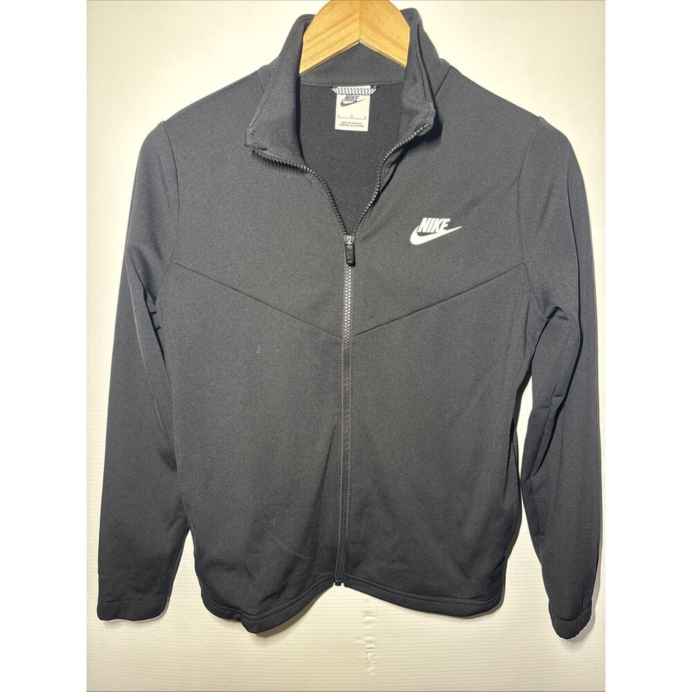 Large Nike Sportswear Tracksuit Jacket Boy's FD3067-010 Triple Black V
